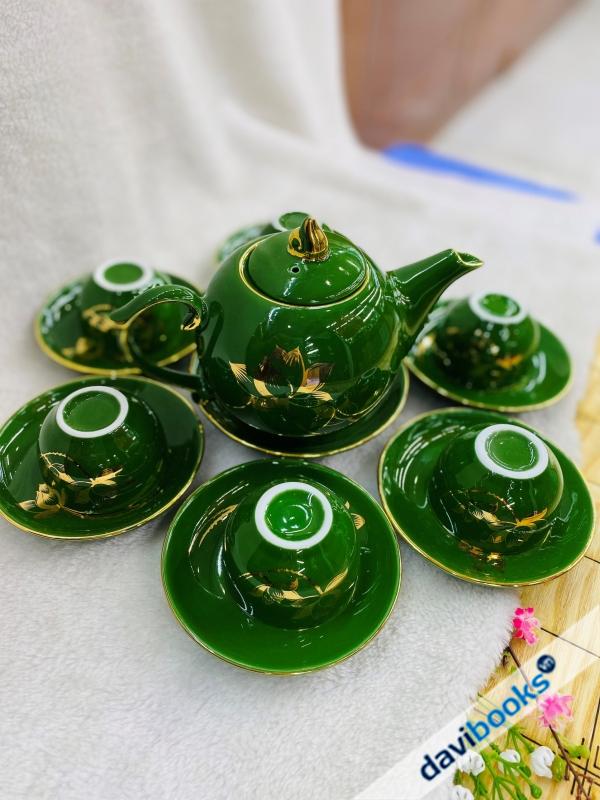 (ad10729) Bộ Bình Trà Men Xanh Ngọc Lục Bảo
