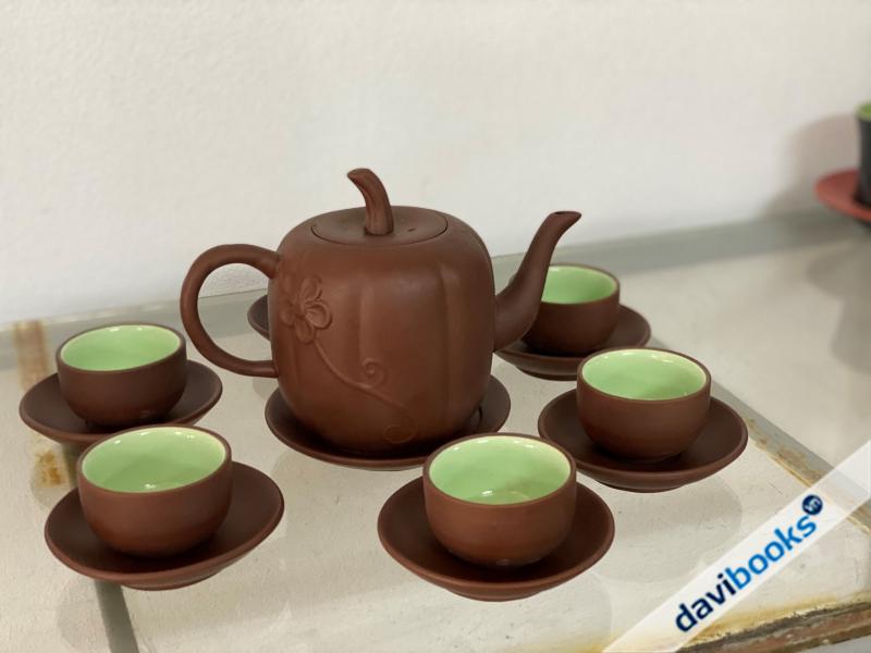 (ad10705) Bộ Ấm Tách Bí Đỏ Đất Đỏ