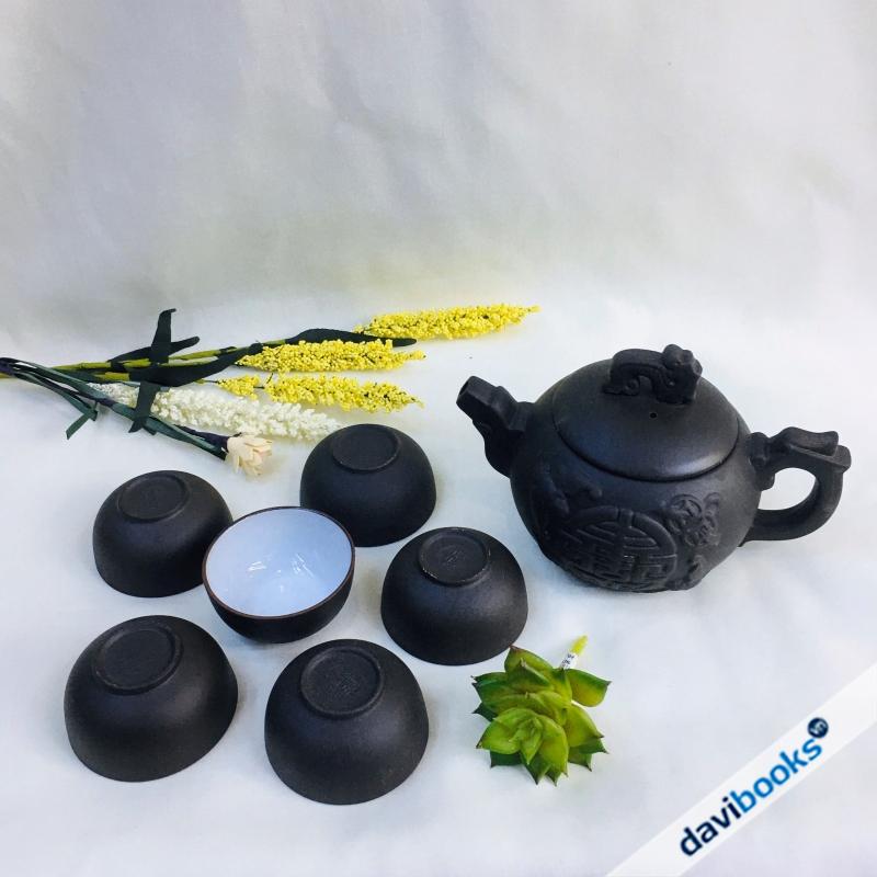 (ad3395) Bộ Ấm Tách Đất Hình Nổi