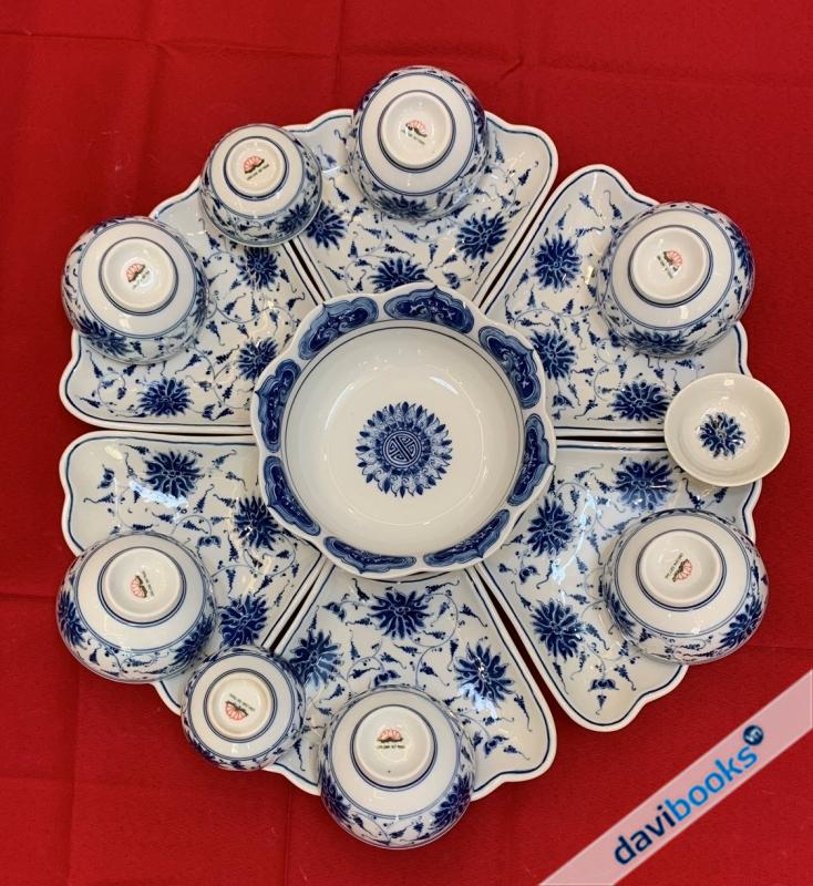 (ad5324) Bộ Bát Đĩa Hoa Sen Cổ