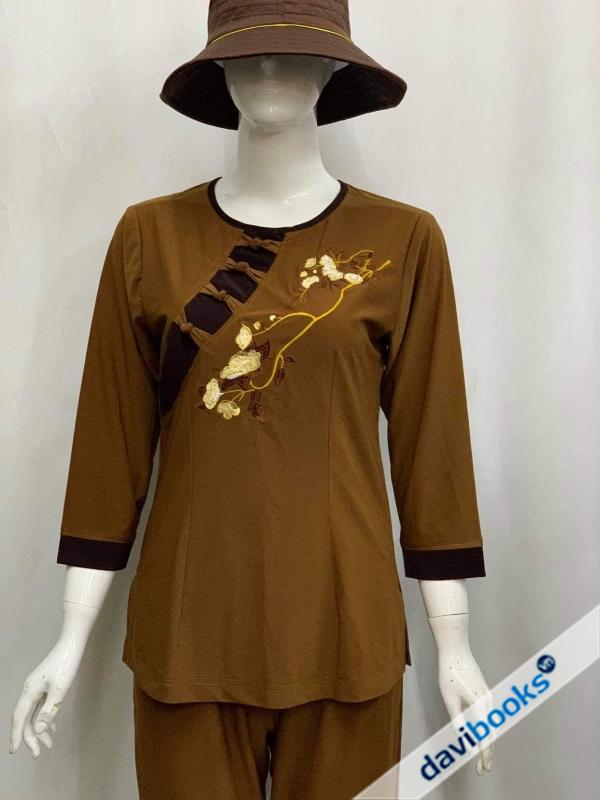 (ad6275) Thun Nữ Viền Thêu Xéo