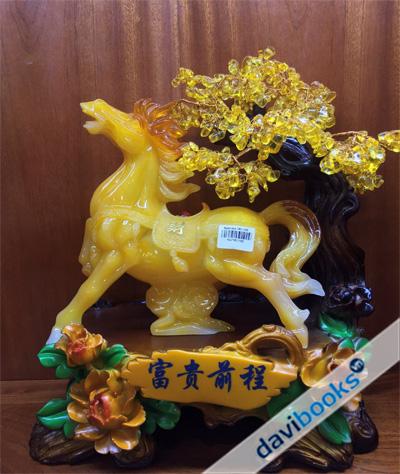 (ad4047) Ngựa Vàng Cây Thạch Anh