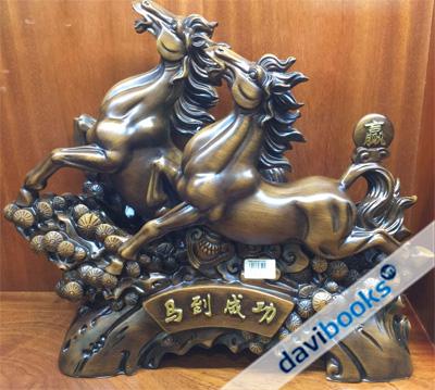 (ad4051) Ngựa 2 Con Giả Gỗ