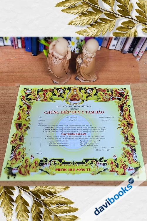 Chứng Điệp Quy Y Tam Bảo - Xấp 10 Tấm (25.5 cm x 32.5 cm)