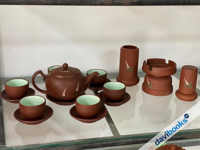 (ad10703) Bộ Ấm Trà Hoa Oải Hương Kèm Phụ Kiện