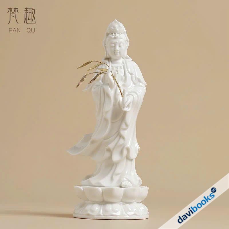 Tượng Bồ Tát Quán Thế Âm - Gốm Sứ, Cao 24 cm